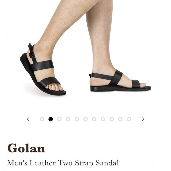 Jerusalem Sandals Golan Black Leather Strappy Sandals Mens US 10 main image 0